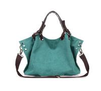 FANDARE Bolso Tote de Lona Unisex para Ordenador 15.6 Bolso Bandolera Hombro Gran Capacidad silueta caída, fondo con pliegues, ampliable Bolsa Hombro para Trabajo Viaje Universidad Azul pavo real