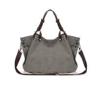 FANDARE Bolso Tote de Lona Unisex para Ordenador 15.6 Bolso Bandolera Hombro Gran Capacidad silueta caída, fondo con pliegues, ampliable Bolsa Hombro para Trabajo Viaje Universidad Gris