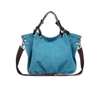 FANDARE Bolso Tote de Lona Unisex para Ordenador 15.6 Bolso Bandolera Hombro Gran Capacidad silueta caída, fondo con pliegues, ampliable Bolsa Hombro para Trabajo Viaje Universidad Azul cielo