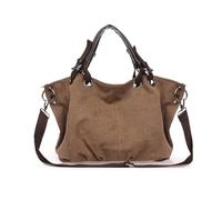 FANDARE Bolso Tote de Lona Unisex para Ordenador 15.6 Bolso Bandolera Hombro Gran Capacidad silueta caída, fondo con pliegues, ampliable Bolsa Hombro para Trabajo Viaje Universidad Café