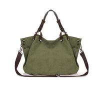 FANDARE Bolso Tote de Lona Unisex para Ordenador 15.6 Bolso Bandolera Hombro Gran Capacidad silueta caída, fondo con pliegues, ampliable Bolsa Hombro para Trabajo Viaje Universidad Verde