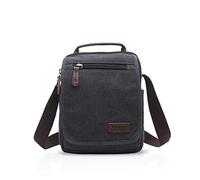 FANDARE Bolsos Bandolera a Hombro de Lona Mensajero Bolso para Hombres Mujeres Messenger Bolsa Bolsa de Viaje Crossbody Bag para Trabajo Viajar Colegio Shopper Negro