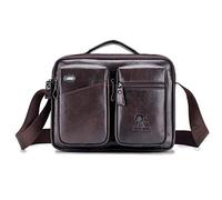 FANDARE Bolsos Bandolera de Piel Auténtica para Hombre Bolso de Negocios Bolsa de Mensajero Bolsos Cruzados Bolsos para Hombre Mensajero Deportes Trabajo Viajes Maletines Messenger Bag Marron Oscuro