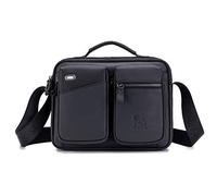 FANDARE Bolsos Bandolera de Piel Auténtica para Hombre Bolso de Negocios Bolsa de Mensajero Bolsos Cruzados Bolsos Mensajero Impermeable Deportes Trabajo Viajes Maletines Messenger Bag Negro