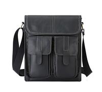 FANDARE Bolsos Bandolera Hombre Cuero Bolsos Cruzados Bolsas Bandolera para 10.5 Pulgada Tablet Bandoleras Retro Bolso de Hombro Bolsa Tote para Negocios Trabaja Universidad Viaje Messenger Bag Negro