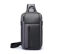 FANDARE Bolsos Cruzados Bolsa de Pecho Bandoleras Cruzada Negocio Sling Bag para Hombres Sport Viaje Ciclismo Hiking Camping Multibolsillos Pequeña Mochila Impermeable Poliéster Gris