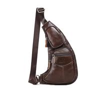FANDARE Bolsos Cruzados para Hombre Bandolera de Cuero Bolso Mensajero versátil con Correa Ajustable, Mochila de Viaje Impermeable para Uso Diario, pequeño Lateral Masculino Marrón