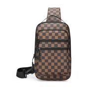 FANDARE Bolsos Cruzados Piel Impermeable Bolso Bandolera Bolso de Hombro Chico Bolso de una Sola Correa Bolso Mensajero Trabajo Bolso de Pecho Senderismo Bolso asimétrico Sling Bag Cuadrado marrón