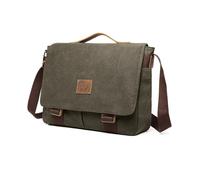 FANDARE Bolsos de hombro Bandolera para Portátil Maletín para Portátil bolso portatil portadocumentos Lienzo hombre trabajo Gran capacidad Bandoleras mensajero para Viajes Negocios Bolso Verde militar