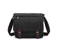 FANDARE Bolsos de Hombro para Hombre Bolso Bandolera Lona Bandoleras Bolsa de Honda Ajuste portátil de 12,9 Pulgadas Bolsos para Estudiante Viaje Trabajo Universidad Business Bolsos Cruzados Negro