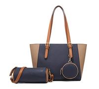 FANDARE Bolsos de Mano Bolsos de Mujer Bolso Bandolera Tote Bolso Señora Cartera Juego de 3 Piezas Bolso de Hombro Cruzado Shopper Bolso de Mensajero Trabajo Viajar Cuero PU Crossbody Bag Azul Oscuro