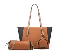 FANDARE Bolsos de Mano Bolsos de Mujer Bolso Bandolera Tote Bolso Señora Cartera Juego de 3 Piezas Bolso de Hombro Cruzado Shopper Bolso de Mensajero Trabajo Viajar Cuero PU Crossbody BagMarrón