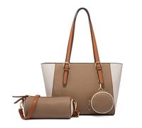 FANDARE Bolsos de Mano Bolsos de Mujer Bolso Bandolera Tote Bolso Señora Cartera Juego de 3 Piezas Bolso de Hombro Cruzado Shopper Bolso de Mensajero Trabajo Viajar Cuero PU Crossbody BagCaqui