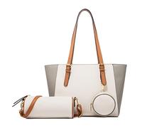 FANDARE Bolsos de Mano Bolsos de Mujer Bolso Bandolera Tote Bolso Señora Cartera Juego de 3 Piezas Bolso de Hombro Cruzado Shopper Bolso de Mensajero Trabajo Viajar Cuero PU Crossbody Bag Blanco