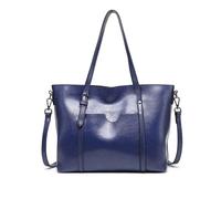 FANDARE Bolsos de Mano Mujer Bolso Tote Shopper Maletín Portafolios Bandolera PU Cuero Bolsas Mano para 13 Pulgada Laptop Bolsa Hombro Señora Universidad Shopper Mensajero Crossbody Bag Azul