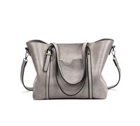 FANDARE Bolsos de Mano Mujer Bolso Tote Shopper Maletín Portafolios Bandolera PU Cuero Bolsas Mano para 13 Pulgada Laptop Bolsa Hombro Señora Universidad Shopper Mensajero Crossbody Bag Gris