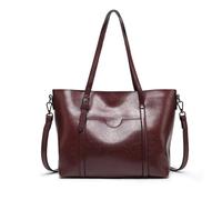 FANDARE Bolsos de Mano Mujer Bolso Tote Shopper Maletín Portafolios Bandolera PU Cuero Bolsas Mano para 13 Pulgada Laptop Bolsa Hombro Señora Universidad Shopper Mensajero Crossbody Bag Marrón Oscuro