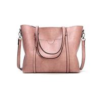 FANDARE Bolsos de Mano Mujer Bolso Tote Shopper Maletín Portafolios Bandolera PU Cuero Bolsas Mano para 13 Pulgada Laptop Bolsa Hombro Señora Universidad Shopper Mensajero Crossbody Bag Rosa