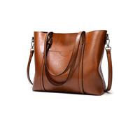 FANDARE Bolsos de Mano Mujer Bolso Tote Shopper Maletín Portafolios Bandolera PU Cuero Bolsas Mano para 13 Pulgada Laptop Bolsa Hombro Señora Universidad Shopper Mensajero Crossbody Bag marrón