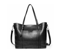 FANDARE Bolsos de Mano Mujer Bolso Tote Shopper Maletín Portafolios Bandolera PU Cuero Bolsas Mano para 13 Pulgada Laptop Bolsa Hombro Señora Universidad Shopper Mensajero Crossbody Bag Negro
