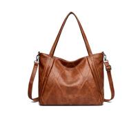 FANDARE Bolsos de Mano Mujer Maletín Portafolios Bolso Bandolera PU Cuero Bolsas de mano para 12.9 Pulgada Laptop Bolso de Mano Bolsa Hombro Señora Tote Shopper Mensajero Crossbody Bag Amarillo Marrón