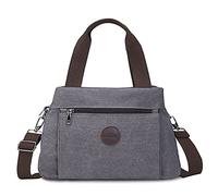 FANDARE Bolsos de Mujer Bolsos de Mano para Mujer Lona Bandolera Bolsos de Mensajero Conmutar Bolso Hombro Cruzado para Señora Viaje Trabajo Escuela Compras Gran Capacidad Crossbody Bag Gris