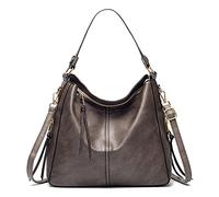 FANDARE Bolsos de Mujer Bolsos Hobo Bolso Bandolera Bolso de Hombro Bolso Tote Cuero PU Bolso Shopper Bolso de Mano Bolso Convertible de Mochila para Trabajo Escuela Viaje Bolsos Cruzados Gris