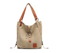 FANDARE Bolsos de Mujer Mochila Bolso Bandolera Bolso Lona de Hombro Bolso Tote Bolso Shopper Bolso de Mano Multifuncional para trabajo escuela viaje bolsos cruzados marrón