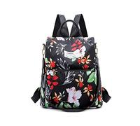 FANDARE Bolsos Mochila Mujer Bolsa de Hombro Antirrobo Bolso Mochilas Tipo Casual Niña Bolsas Escolares Adolescente Daypacks para Outdoor Viaje 3 in 1 School Bag Impermeable Nylon Flores Negras