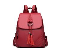 FANDARE Bolsos Mochila para Mujer Borla Mochilas Vintage de cuero PU impermeable Versátil Bolso Hombro Bolsas Bandolera Mediana Mochila escolar para niñas trabajo viajes con múltiples bolsillos rojo