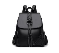 FANDARE Bolsos Mochila para Mujer Borla Mochilas Vintage de Cuero PU Impermeable Versátil Bolso Hombro Bolsas Bandolera Mediana Mochila Escolar para niñas Trabajo Viajes con múltiples Bolsillos Negro