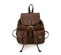 FANDARE Bolsos Mochila para Mujer Mochilas Vintage de cuero PU impermeable Bolso de Hombro Bolsas de cuerdas Bandolera Mediana Mochila escolar para niñas trabajo viajes mochila-bolso Marrón claro