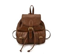 FANDARE Bolsos Mochila para Mujer Mochilas Vintage de cuero PU impermeable Bolso de Hombro Bolsas de cuerdas Bandolera Mediana Mochila escolar para niñas trabajo viajes Escuela mochila-bolso Marrón