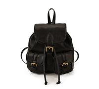 FANDARE Bolsos Mochila para Mujer Mochilas Vintage de cuero PU impermeable Bolso de Hombro Bolsas de cuerdas Bandolera Mediana Mochila escolar para niñas trabajo viajes Escuela mochila-bolso negro