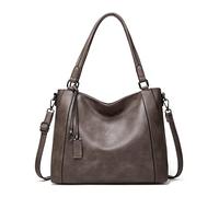 FANDARE Bolsos Tote para Mujer Bolso Bandolera Impermeable Shoppers y Bolsos de Hombro Bolso Hobo PU Cuero Bolso de Mano Bolsos Cruzados para Viajes Compras Trabajo Citas Gris