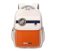 FANDARE British Mochilas Escolares Mochilas Infantiles Niño Niña Ergonomía Color Stitch Mochila Escolar con Tiras Reflectantes Adolescentes Mochila Instituto Mochilas Tipo Casual Blanco Beige
