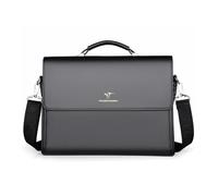 FANDARE Cartera mensajero retro para hombre, Maletines gran capacidad con múltiples bolsillos de cuero PU para portátil, bandolera para oficina viajes trabajo para profesionales de negocios Negro