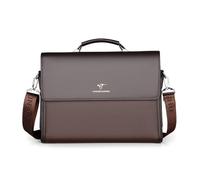 FANDARE Cartera mensajero retro para hombre, Maletines gran capacidad con múltiples bolsillos de cuero PU para portátil, bandolera para oficina viajes trabajo para profesionales de negocios Marrón