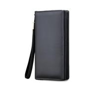 FANDARE Cartera para Hombres Bolsos de Mano Tarjeteros Cuero con Cremallera Portadocumentos Viajes Diario Wallet Bifold con Ranuras para Tarjetas Ventana & Identificación Compartimento Monedas marrón