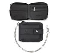 FANDARE Cartera para Hombres con Bloqueo RFID Tarjeteros de Cuero con Cremallera Viajes Diario Wallet Bifold con 13 Ranuras para Tarjetas Ventana & Identificación y Compartimento para Monedas Negro