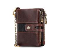 FANDARE Cartera para Hombres Mujeres con Bloqueo RFID Cuero Monedero Billetera con Cadena y 7 Ranuras para Tarjetas y Bolsillo con Cremallera para Monedas Wallet con Caja de RegaloMarrón Oscuro