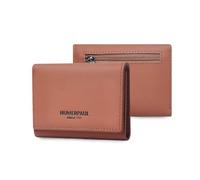 FANDARE Cartera para Mujer con Bloqueo RFID, Monedero de Cuero Auténtico de Diseño Plegable con 7 Ranuras para Tarjetas, 1 Bolsillo con Cremallera y 1 Compartimento para BilletesMarrón Claro