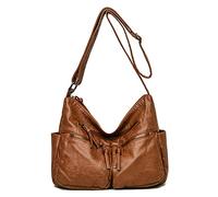 FANDARE Casual Bolsos de Mujer Bandolera Vintage Bolso Hombro Cruzado Impermeable PU Cuero para Viaje Trabajo Escuela Compras Conmutar Crossbody Bag Marrón