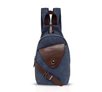 FANDARE Clásico Sling Bag Fiesta Jogging Excursión Portátil Bike Viaje Deporte Hombres/Mujeres Mochila Transpirable Lienzo Azul