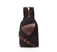 FANDARE Clásico Sling Bag Fiesta Jogging Excursión Portátil Bike Viaje Deporte Hombres/Mujeres Mochila Transpirable Lienzo Negro