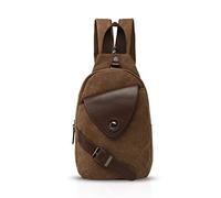 FANDARE Clásico Sling Bag Fiesta Jogging Excursión Portátil Bike Viaje Deporte Hombres/Mujeres Mochila Transpirable Lienzo Marrón