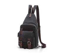 FANDARE Clásico Sling Bag Mochila Fiesta Excursión Comercio Portátil Viaje Estudiantes Multifuncional Hombres/Mujeres Transpirable Lienzo Nrgro