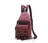 FANDARE Clásico Sling Bag Mochila Fiesta Excursión Comercio Portátil Viaje Estudiantes Multifuncional Hombres/Mujeres Transpirable Lienzo Rojo