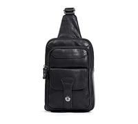 FANDARE Cuero Bolso Hombro Bolsa de Pecho Retro Bolsa Cruzada Bandolera Impermeable Bolsos Bandolera Excursionismo Bolsos Bandolera para Hombres Escolar Senderismo Viaje Sling Crossbody Bag Negro