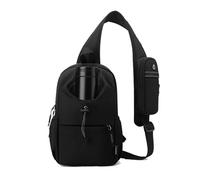 FANDARE Deporte Bolsos Cruzados con Bolsillo para el Hombro & Soporte para Agua Bandolera para Mujer Bolso de Hombro Hombro Sling Crossbody Bag Hombre Bolsa Pecho organizado Negro